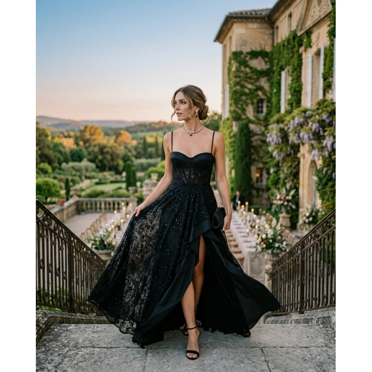 Gemma Deeks Style Guide: Black tie gala gown in France Summer 2026