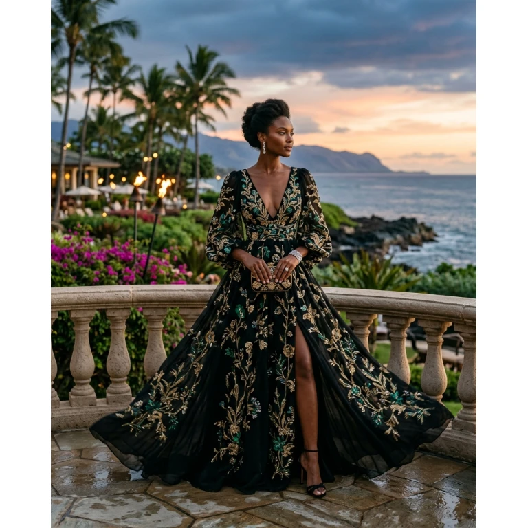Gemma Deeks Style Guide: Black tie gala gown in Hawaii Summer 2026