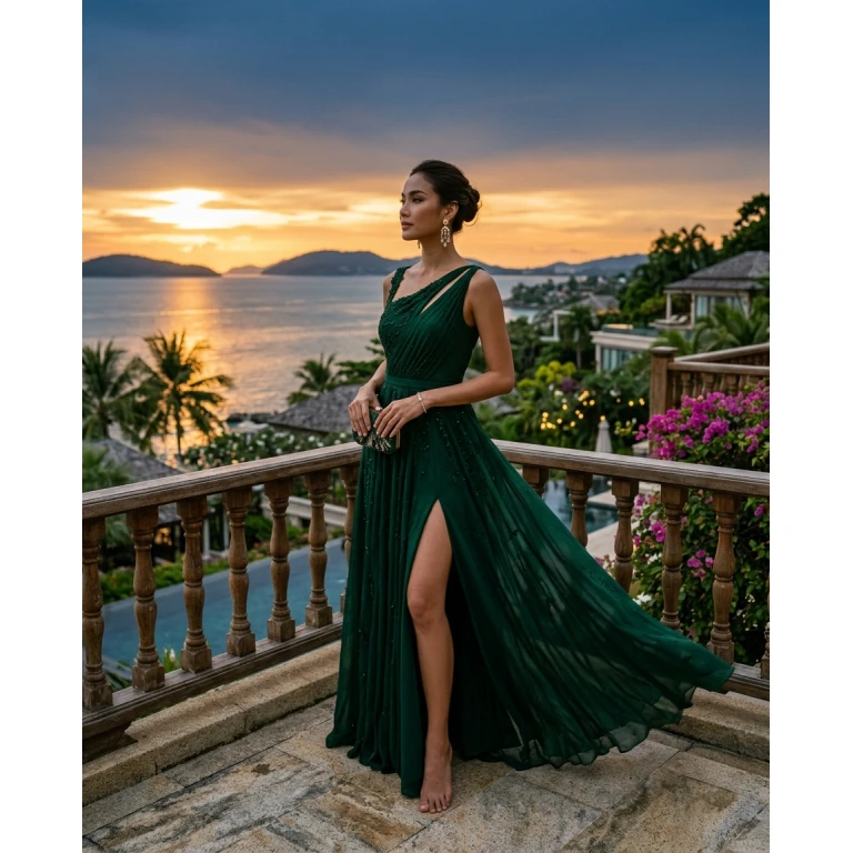 Gemma Deeks Style Guide: Black tie gala gown in Phuket Summer 2026
