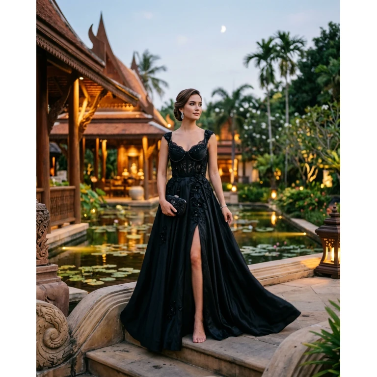 Gemma Deeks Style Guide: Black tie gala gown in Thailand Summer 2026