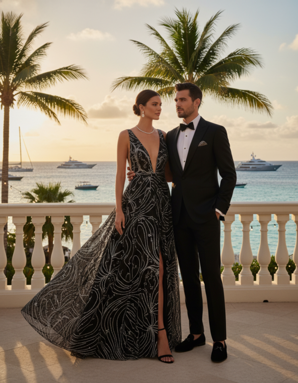 Gemma Deeks Style Guide: Black tie Holiday parties in Bahamas Summer 2026