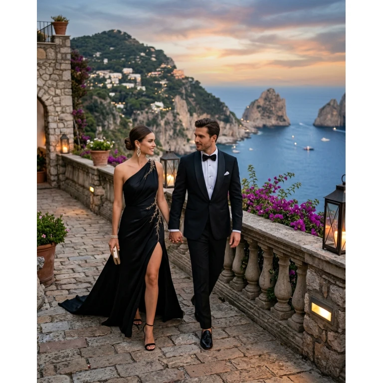 Gemma Deeks Style Guide: Black tie Holiday parties in Capri Summer 2026