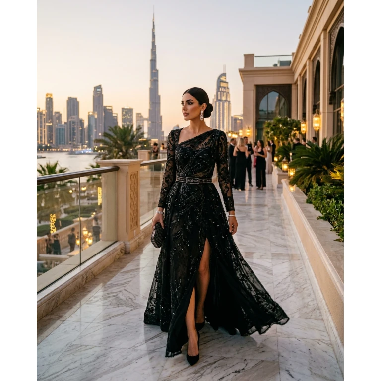 Gemma Deeks Style Guide: Black tie Holiday parties in Dubai Summer 2026