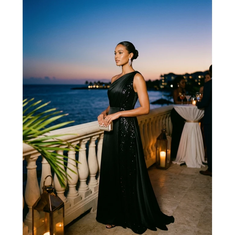 Gemma Deeks Style Guide: Black tie Holiday parties in Montego Bay Summer 2026