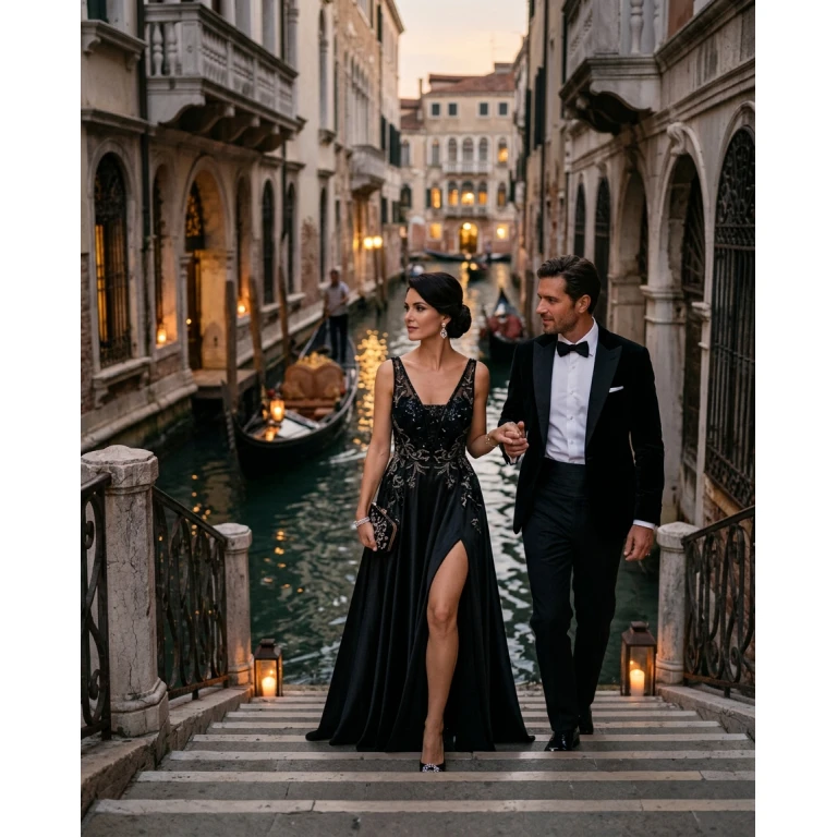 Gemma Deeks Style Guide: Black tie Holiday parties in Venice Summer 2026