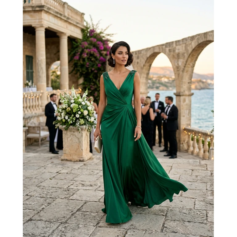 Gemma Deeks Style Guide: Black tie wedding guest dress in Cyprus Summer 2026