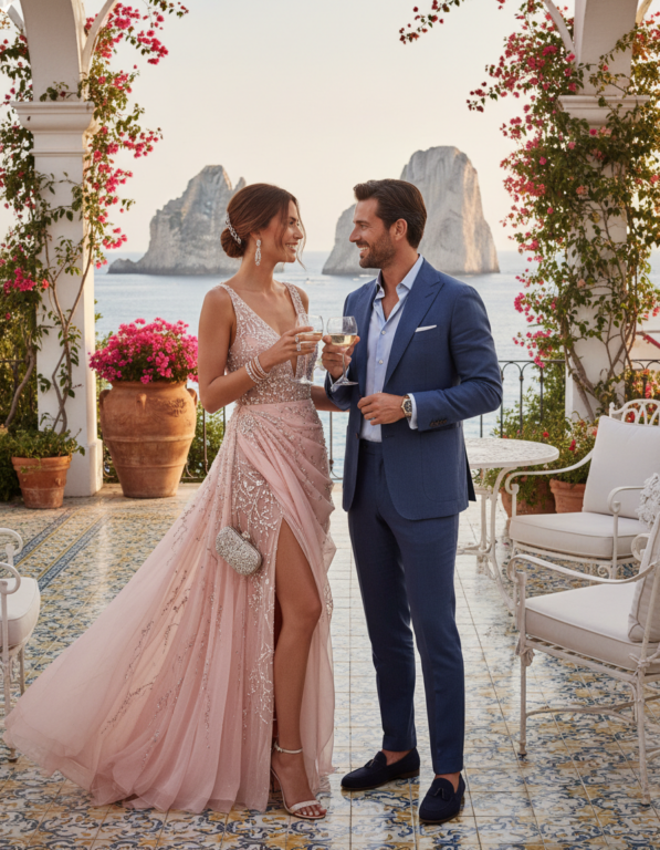 Gemma Deeks Style Guide: Cocktail Attire Anniversary in Capri Summer 2026