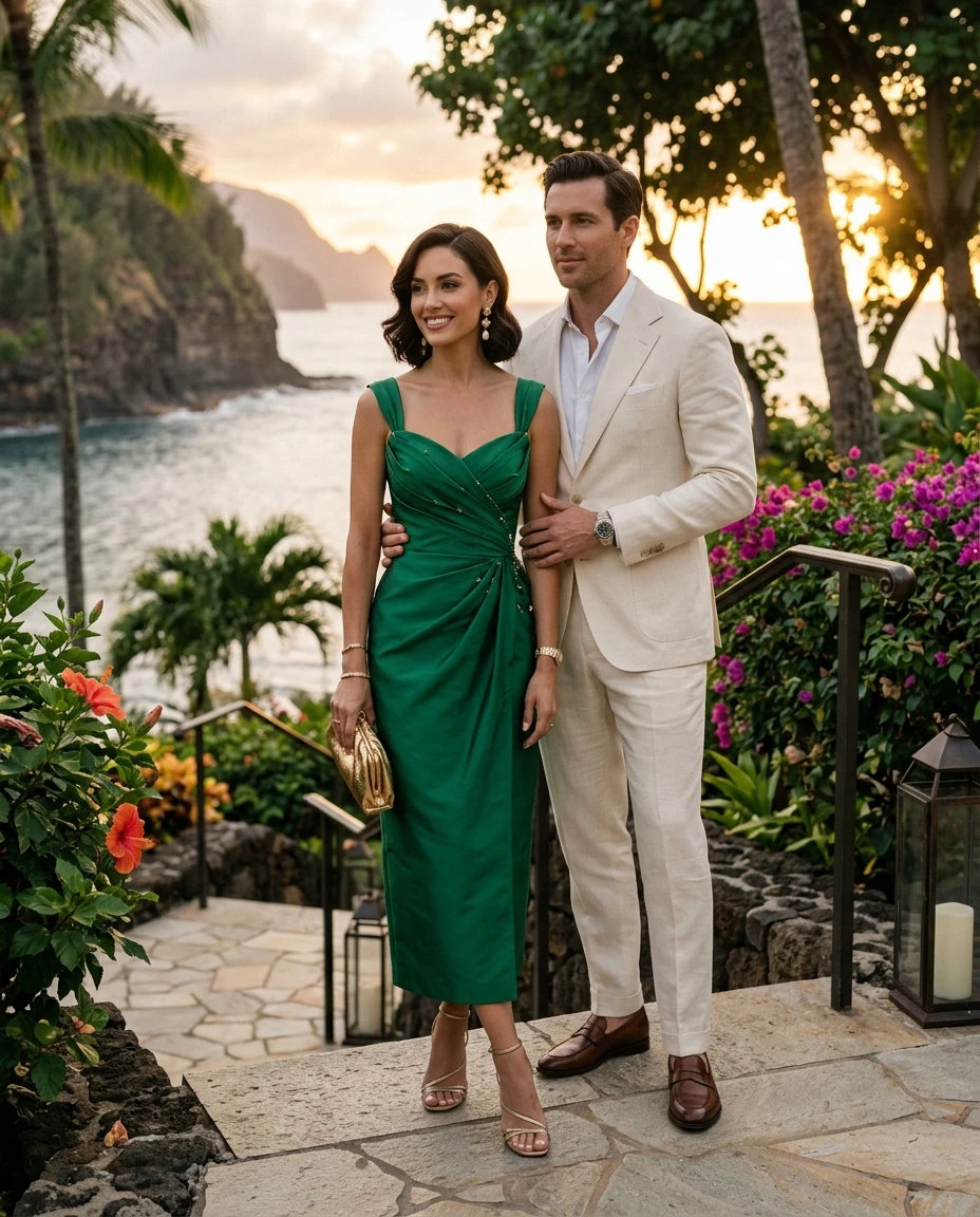 Gemma Deeks Style Guide: Cocktail Attire Anniversary in Hawaii Summer 2026