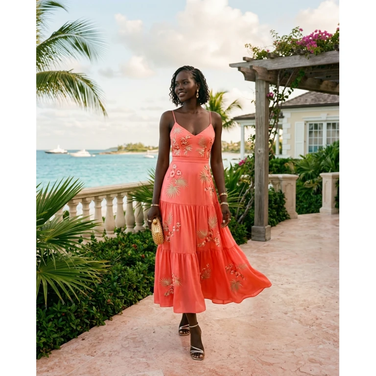 Gemma Deeks Style Guide: Cocktail Attire Designer Summer Dresses in Bahamas Summer 2026