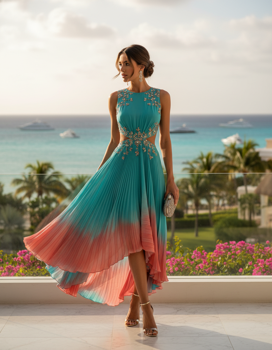 Gemma Deeks Style Guide: Cocktail Attire Designer Summer Dresses in Cancun Summer 2026