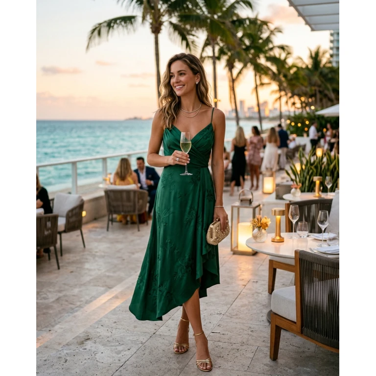 Gemma Deeks Style Guide: Cocktail Attire dinner outfit in Florida Summer 2026