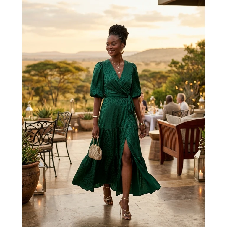 Gemma Deeks Style Guide: Cocktail Attire dinner outfit in Kenya Summer 2026