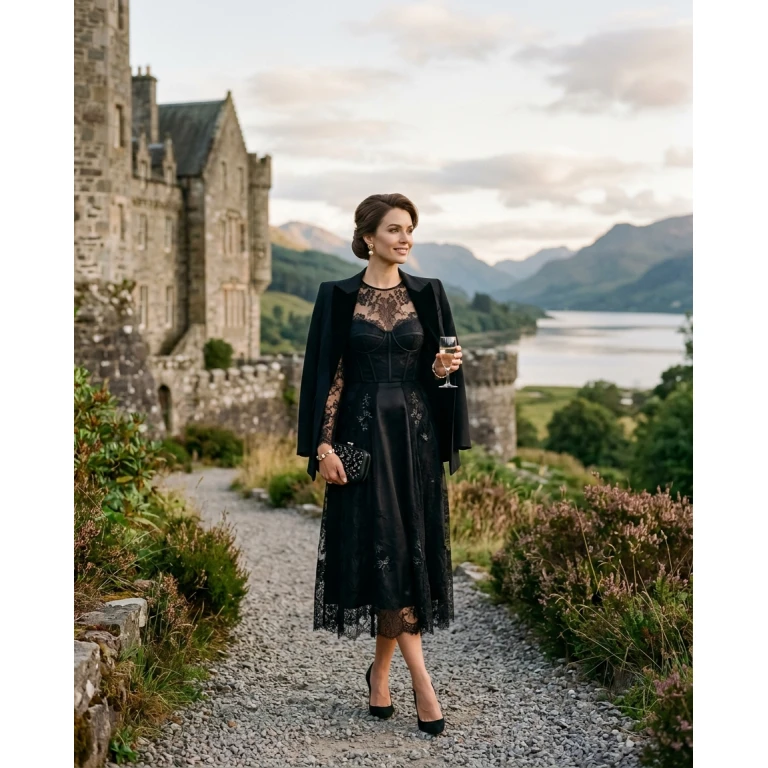 Gemma Deeks Style Guide: Cocktail Attire dinner outfit in Scotland Summer 2026