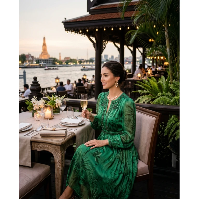 Gemma Deeks Style Guide: Cocktail Attire dinner outfit in Thailand Summer 2026