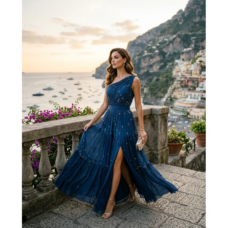 Gemma Deeks Style Guide: Cocktail Attire gala gown in Capri Summer 2026