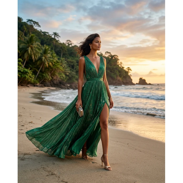 Gemma Deeks Style Guide: Cocktail Attire gala gown in Costa Rica Summer 2026