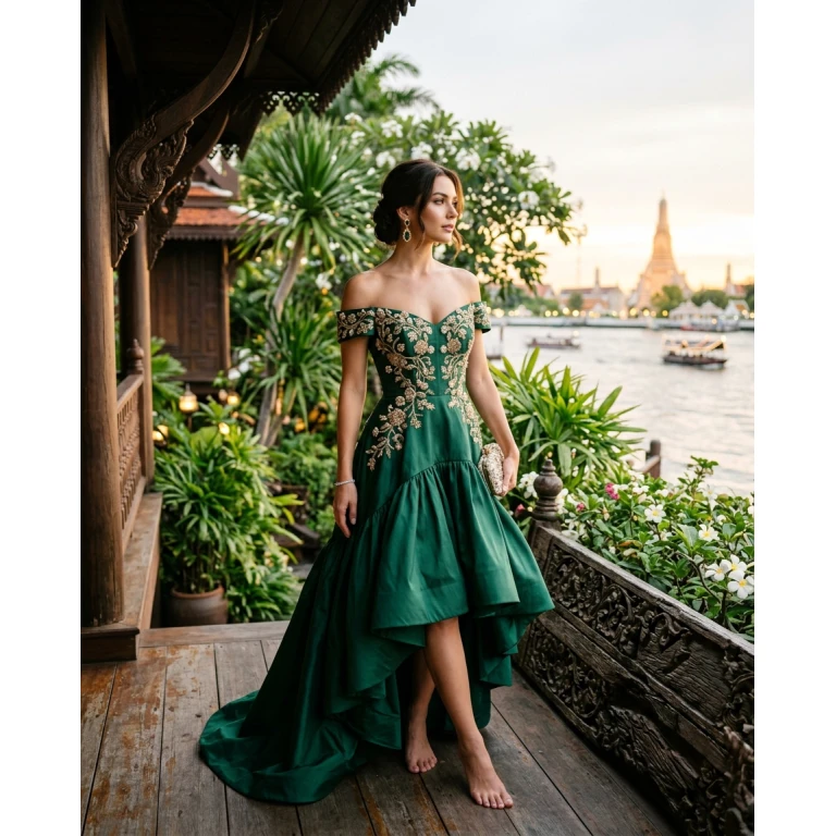 Gemma Deeks Style Guide: Cocktail Attire gala gown in Thailand Summer 2026