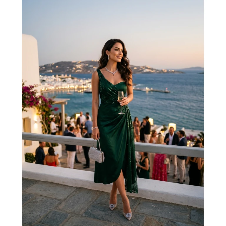 Gemma Deeks Style Guide: Cocktail Attire Holiday parties in Mykonos Summer 2026