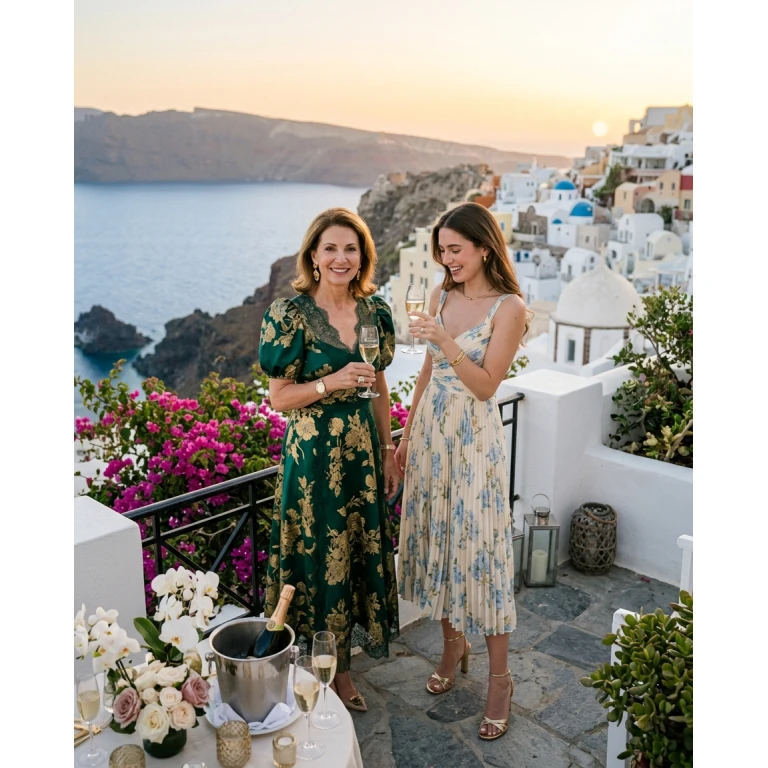 Gemma Deeks Style Guide: Cocktail Attire Mother’s Day in Santorini Summer 2026