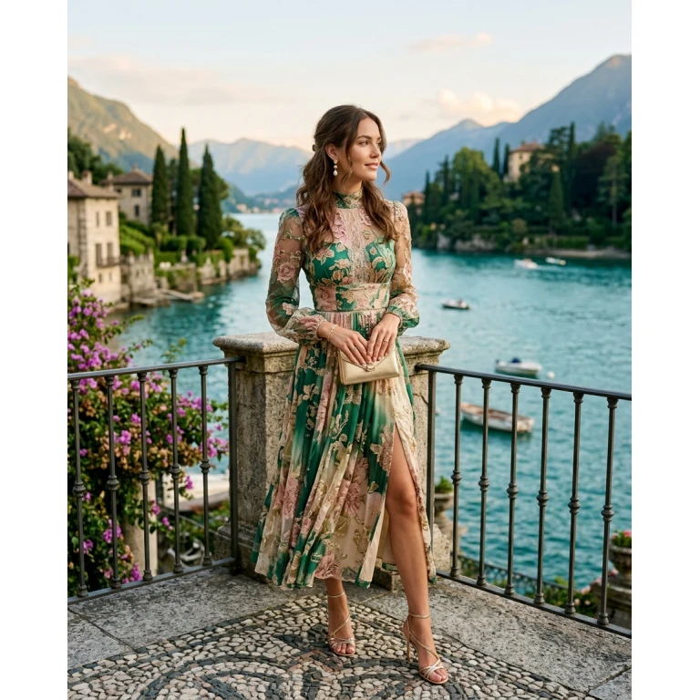 Gemma Deeks Style Guide: Cocktail Attire wedding guest dress in Lake Como Summer 2026