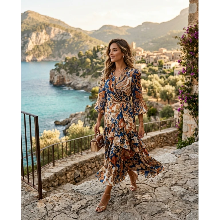 Gemma Deeks Style Guide: Cocktail Attire wedding guest dress in Majorca Summer 2026