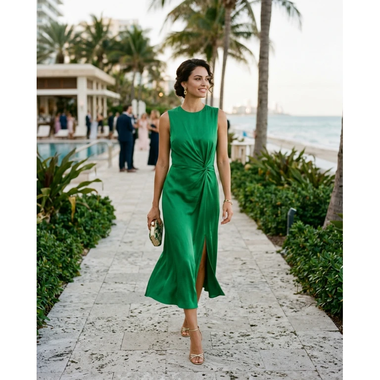Gemma Deeks Style Guide: Cocktail Attire wedding guest dress in Miami Summer 2026
