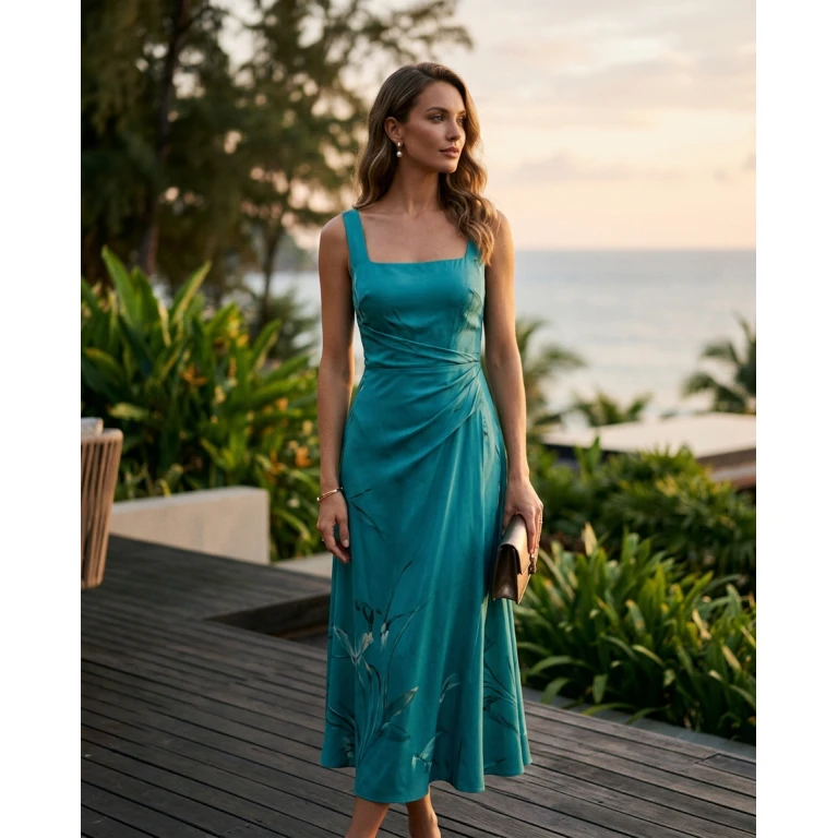 Gemma Deeks Style Guide: Cocktail Attire wedding guest dress in Phuket Summer 2026