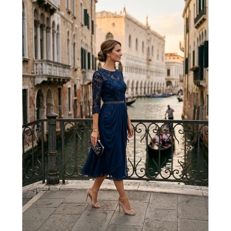 Gemma Deeks Style Guide: Cocktail Attire wedding guest dress in Venice Summer 2026