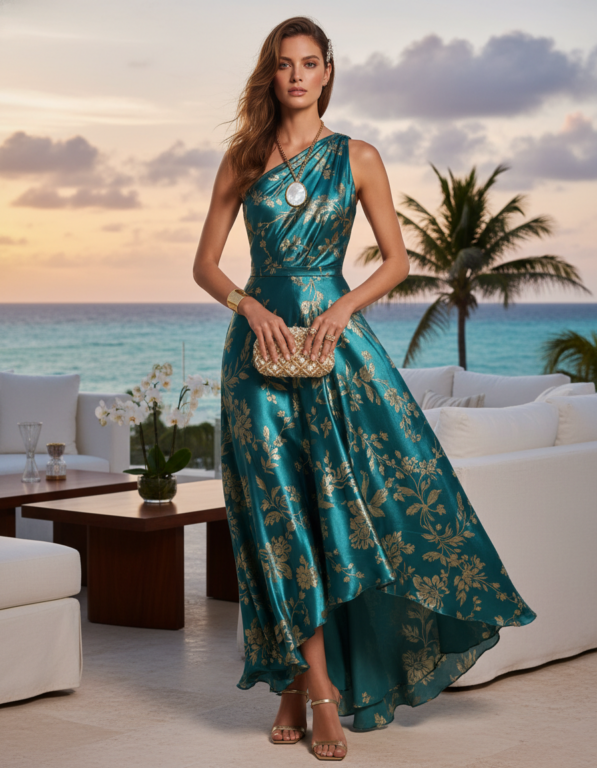 Gemma Deeks Style Guide: Cocktail dinner outfit in Cancun Summer 2026