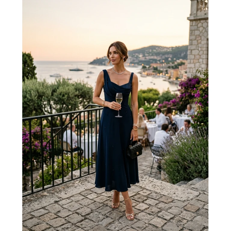 Gemma Deeks Style Guide: Cocktail dinner outfit in France Summer 2026