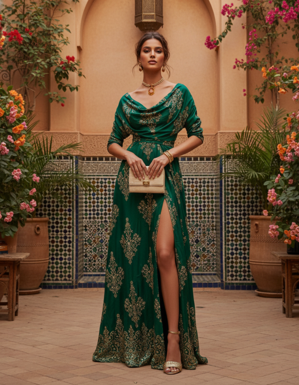 Gemma Deeks Style Guide: Cocktail dinner outfit in Marrakech Summer 2026