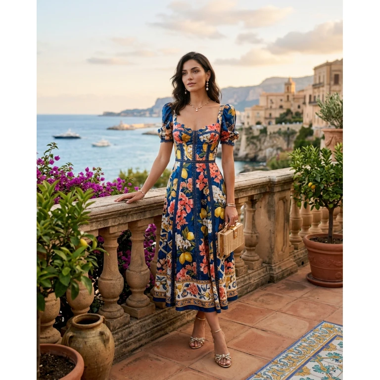 Gemma Deeks Style Guide: Cocktail dinner outfit in Sicily Summer 2026