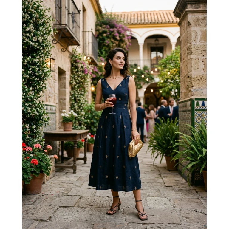 Gemma Deeks Style Guide: Cocktail dinner outfit in Spain Summer 2026