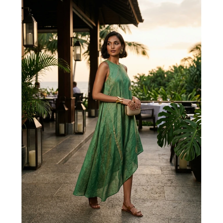 Gemma Deeks Style Guide: Cocktail dinner outfit in Sri Lanka Summer 2026