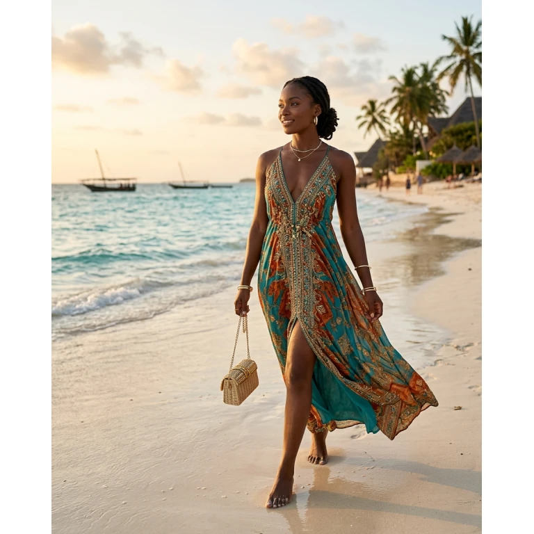 Gemma Deeks Style Guide: Cocktail dinner outfit in Zanzibar Summer 2026