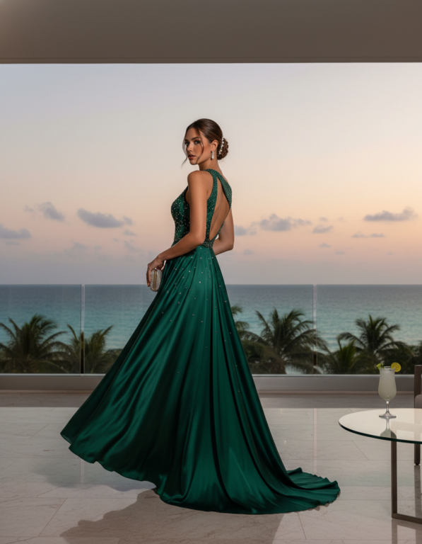 Gemma Deeks Style Guide: Cocktail gala gown in Cancun Summer 2026