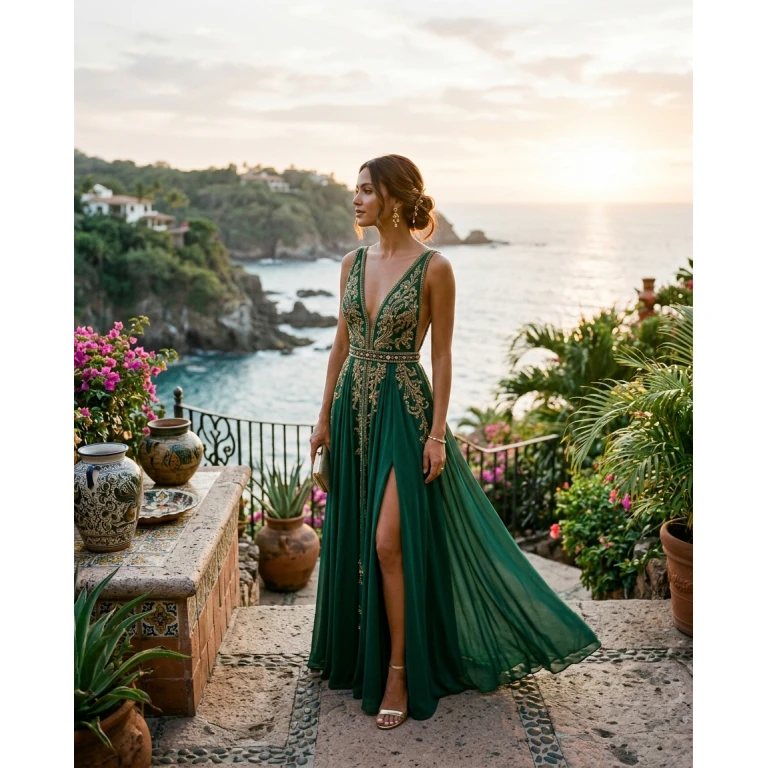 Gemma Deeks Style Guide: Cocktail gala gown in Mexico Summer 2026