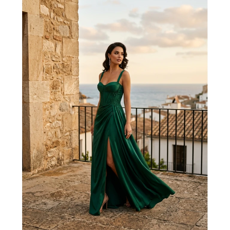 Gemma Deeks Style Guide: Cocktail gala gown in Spain Summer 2026