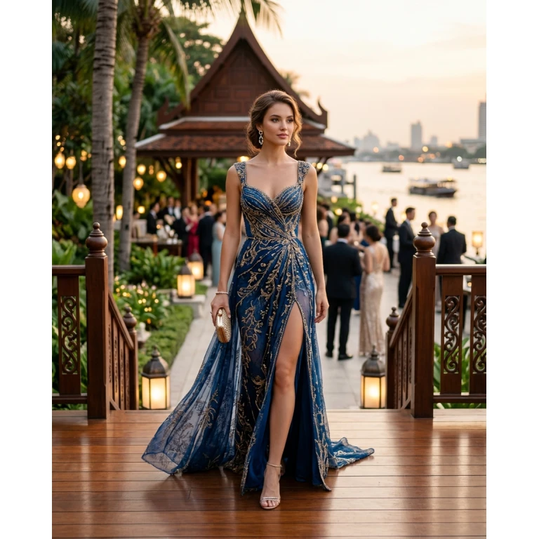 Gemma Deeks Style Guide: Cocktail gala gown in Thailand Summer 2026