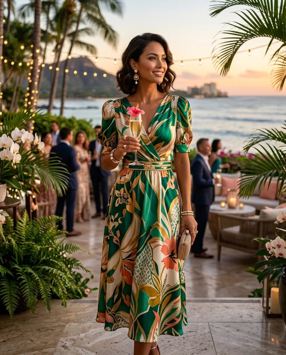 Gemma Deeks Style Guide: Cocktail Holiday parties in Hawaii Summer 2026