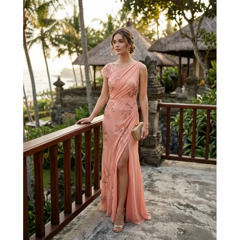 Gemma Deeks Style Guide: Cocktail wedding guest dress in Bali Summer 2026