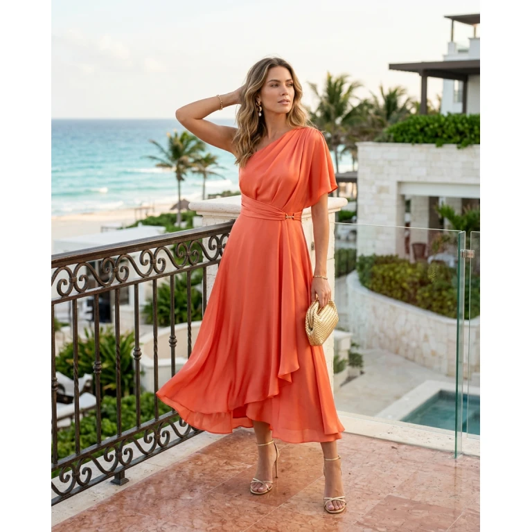 Gemma Deeks Style Guide: Cocktail wedding guest dress in Cancun Summer 2026