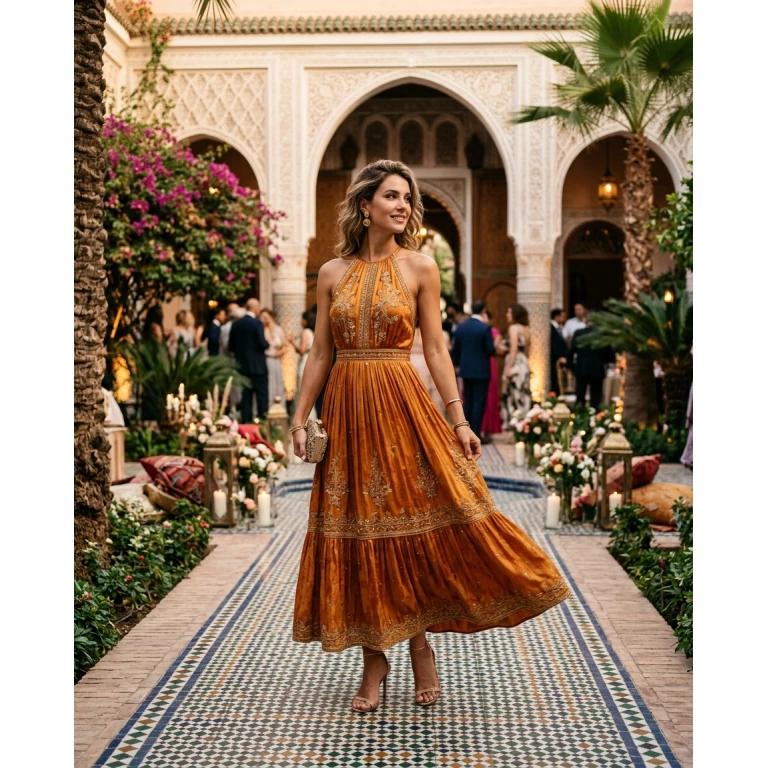 Gemma Deeks Style Guide: Cocktail wedding guest dress in Moroco Summer 2026