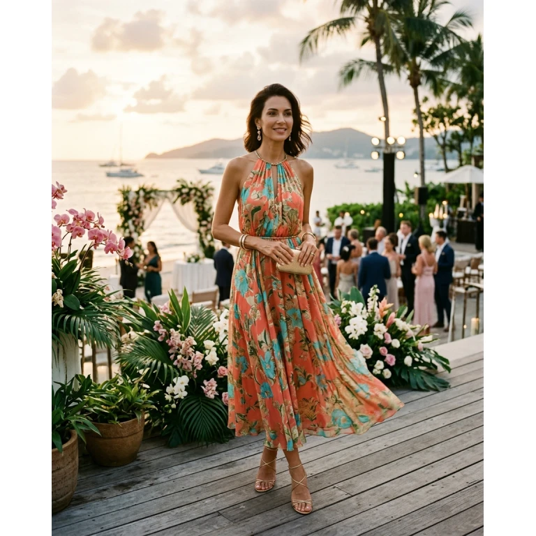 Gemma Deeks Style Guide: Cocktail wedding guest dress in Phuket Summer 2026