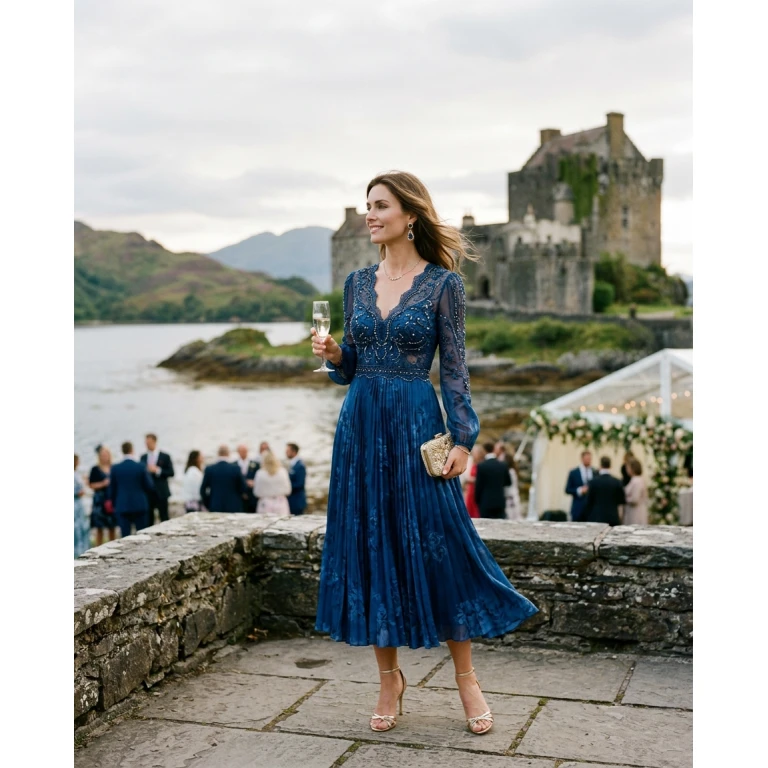 Gemma Deeks Style Guide: Cocktail wedding guest dress in Scotland Summer 2026