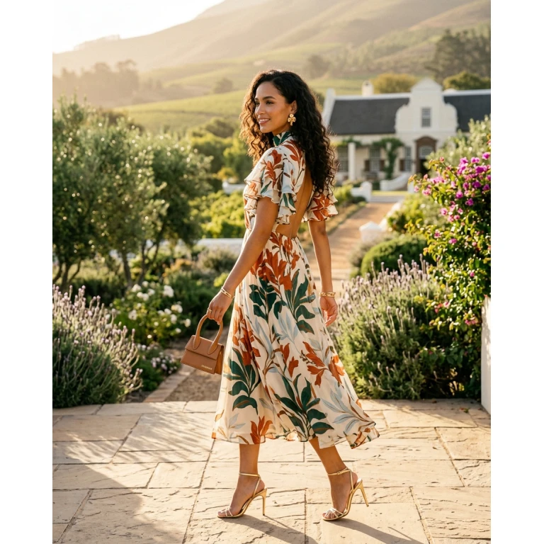 Gemma Deeks Style Guide: Cocktail wedding guest dress in South Africa Summer 2026