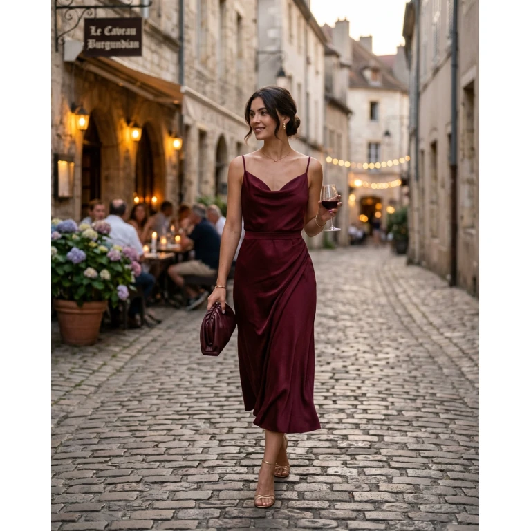 Gemma Deeks Style Guide: Elegant Chic Date night in Burgundy Summer 2026