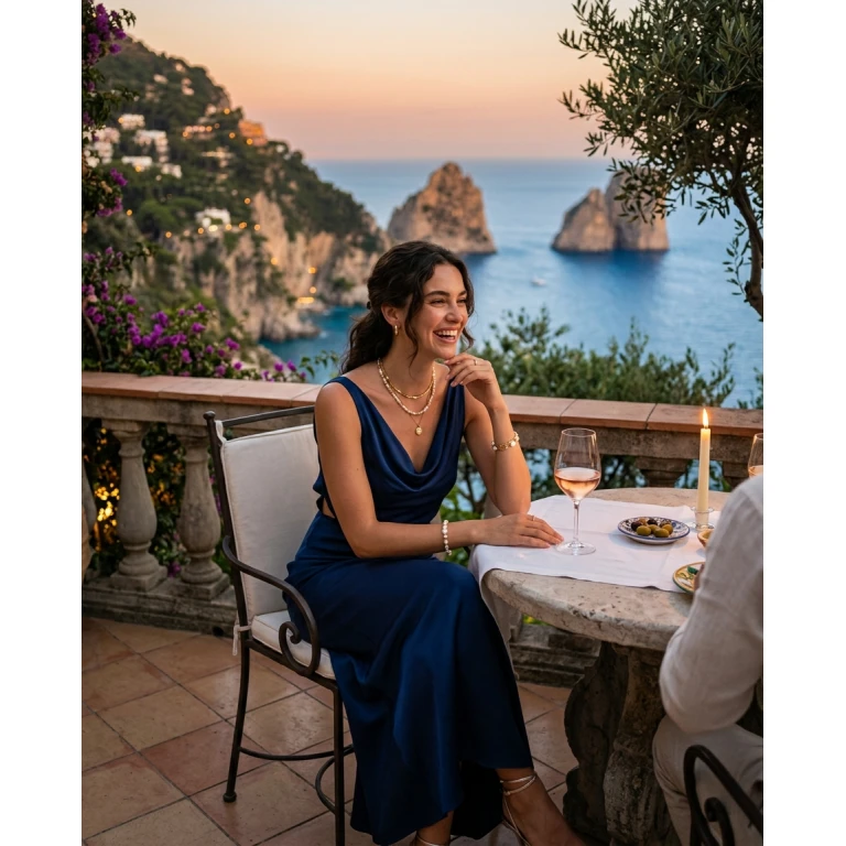 Gemma Deeks Style Guide: Elegant Chic Date night in Capri Summer 2026