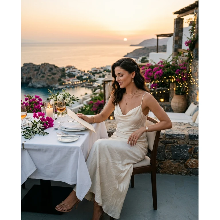Gemma Deeks Style Guide: Elegant Chic Date night in Crete Summer 2026
