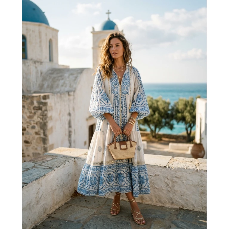 Gemma Deeks Style Guide: Elegant Chic Designer Summer Dresses in Crete Summer 2026